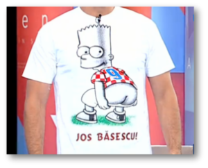 Tricoul în care Badea atată unde o vrea de la Băsescu,gaura orală fiind rezervată lui Voiculescu